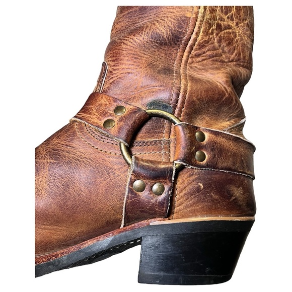 Frye Belted Harness Boots Mens 10 M Motorcycle Engineer Square Toe USA Leather - Picture 5 of 16